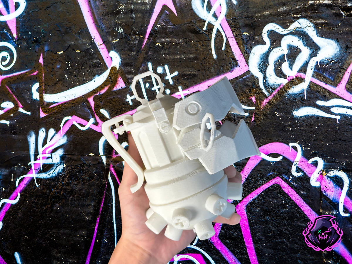 Jinx-inspired mechanical chomper raw 3D printed cosplay prop