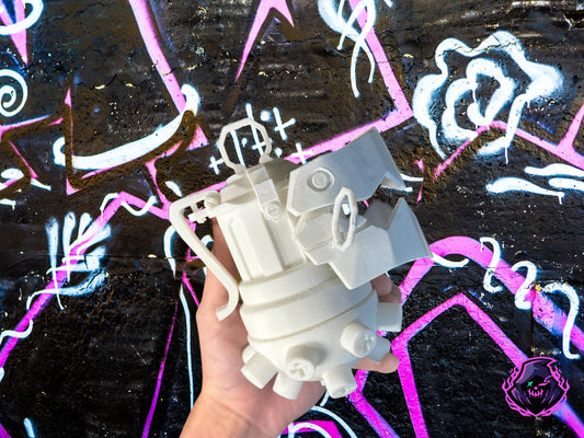 Jinx-inspired mechanical chomper raw 3D printed cosplay prop